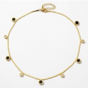 NWT Roman Numeral Colorblock Necklace 14K Gold Plated Titanium Steel Pendant